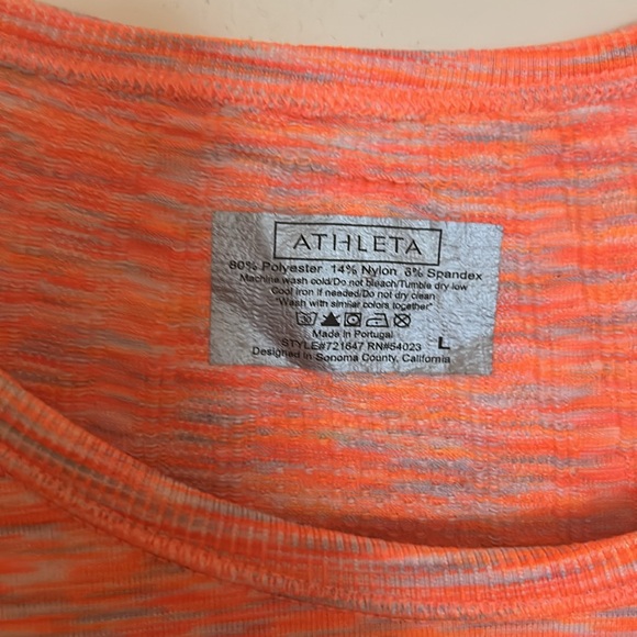 Athleta Fast Track short sleeve top, size large, orange and grey - Picture 2 of 3